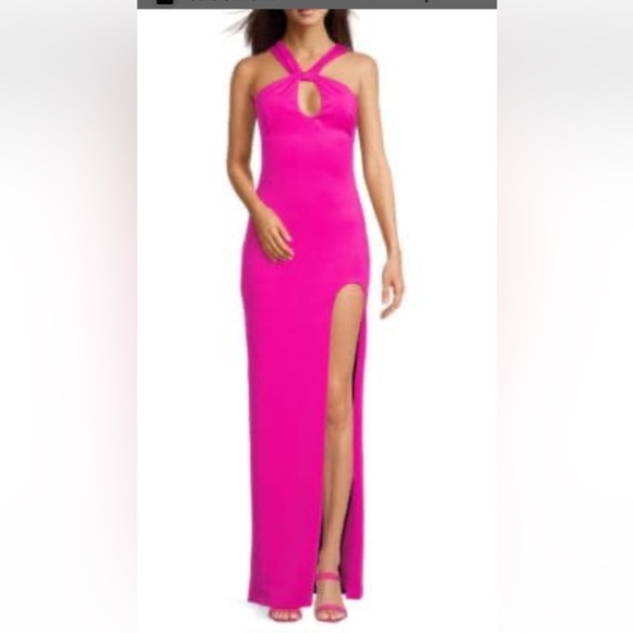 BLACK HALO EVE Taya Halter Fuchsia color Gown Size 8. A40 - Picture 1 of 15